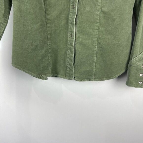 Roper Green Corduroy Embroidered Button Up Long Sleeve Western Shirt Size Medium - Picture 9 of 10